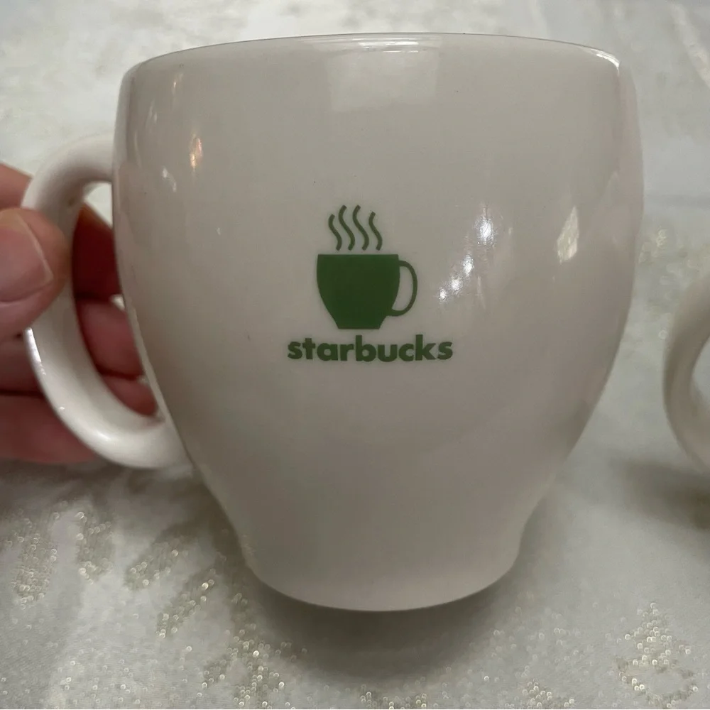 Starbucks Barista 2003 White Ceramic Coffee Mugs x2